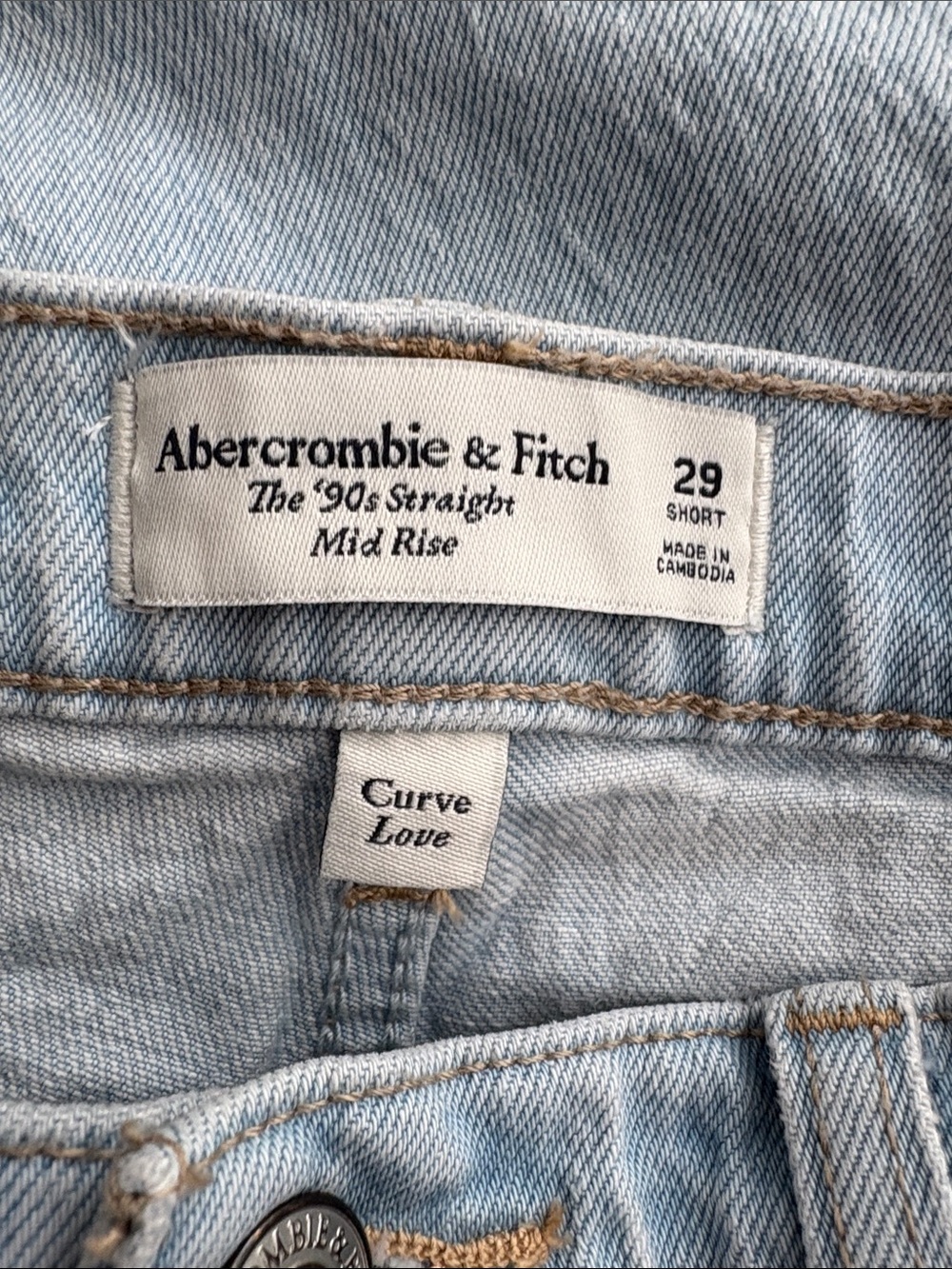 Abercrombie & Fitch The 90s Straight Mid Rise Jeans Curve Love Size 29 Short - Picture 3 of 9
